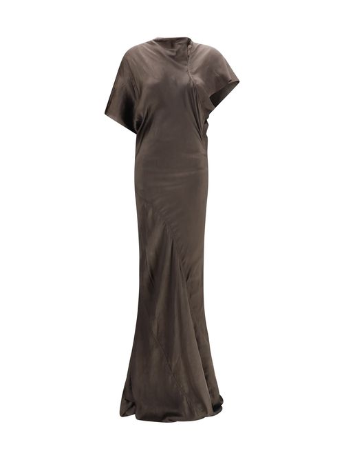 Draped Neckline with Back Cut-Out Dress — Gray