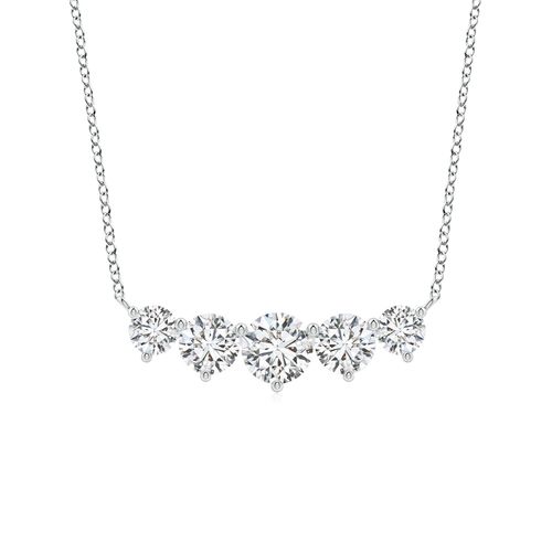 Angara 1.0 Carat Graduated Five Stone Round Diamond Necklace in 14K White Gold
