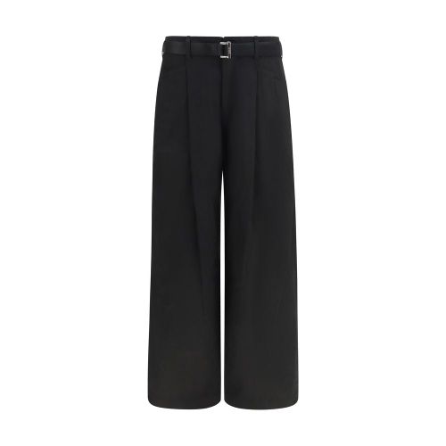 Wide-Leg Cotton Chino Pants — Black