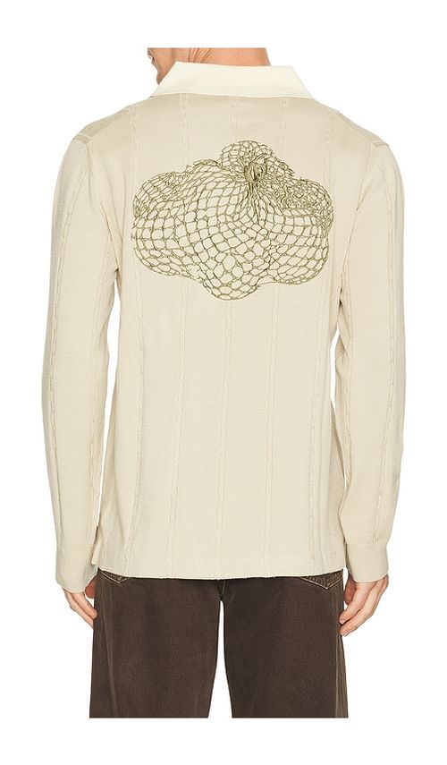 Filling Pieces Knit Football Jersey in Beige. - S also in M, L, XL/1X