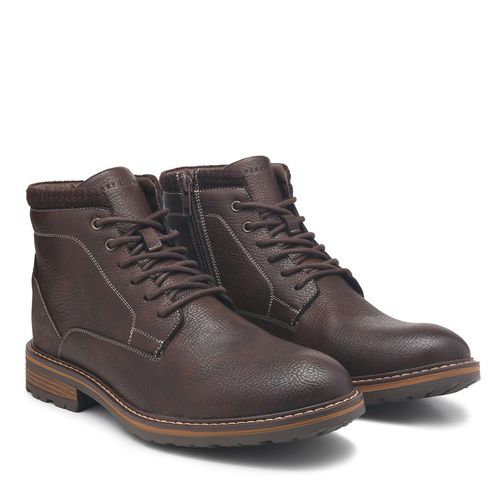 Men's Sebastian Lace Up Side Zip Boots (Brown)
