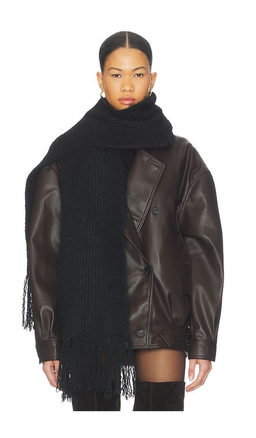 Jocelyn Rib Knit Scarf in Black