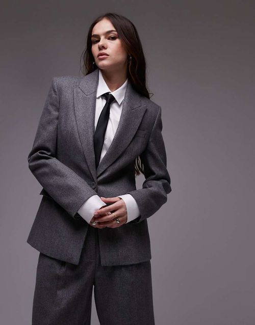Brushed wool touch blazer co-ord 33 in grey pinstripe