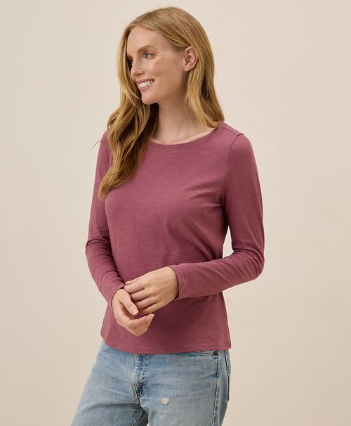 Women's Mauve Featherweight Slub Long Sleeve Tee