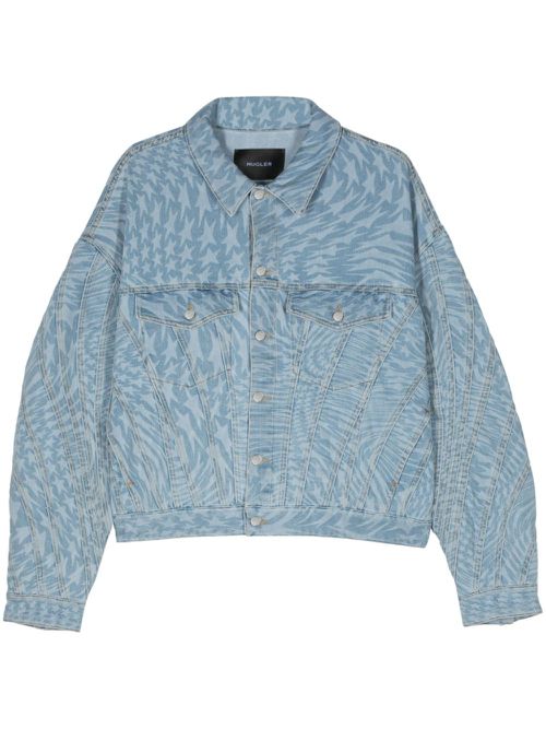 Star-print denim jacket - Blue
