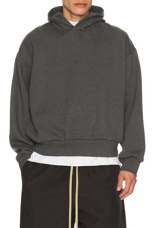 Fear of God ESSENTIALS Classic Hoodie in Charcoal Heather - Grey. L also in M, S, XL/1X, XS, XXL/2X