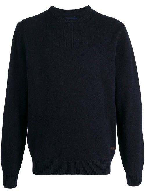 Patch detail crew neck jumper - Blue