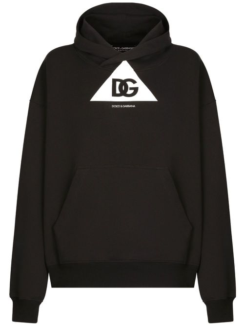 Logo-print cotton hoodie - Black