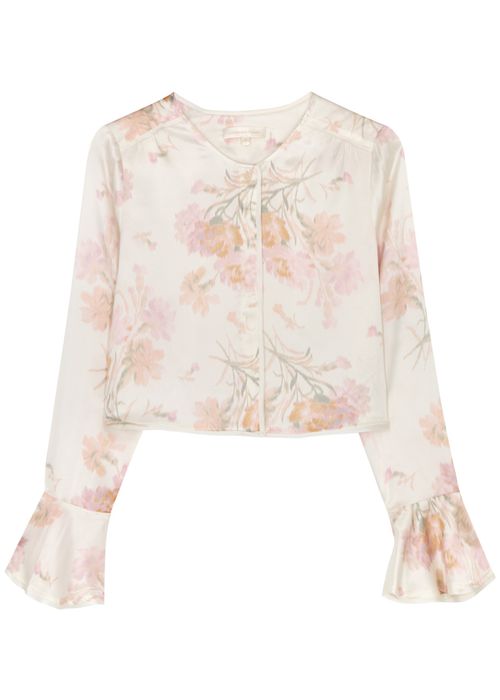 Lyndon Floral-print Silk-satin top