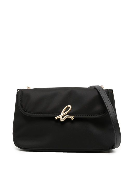Logo-plaque detail crossbody bag - Black