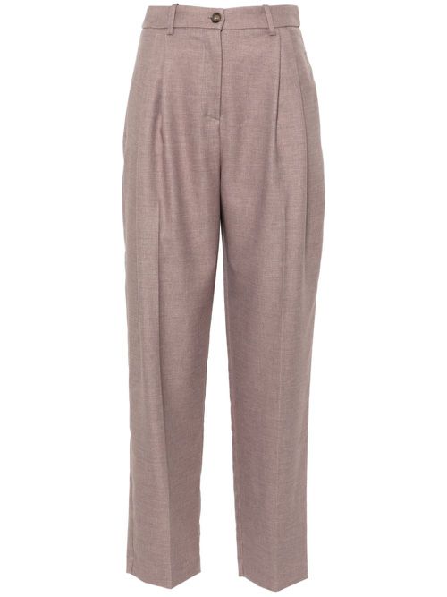 Pleated tailored trousers - Brown