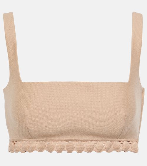 Valentino Scalloped cotton-blend bra top