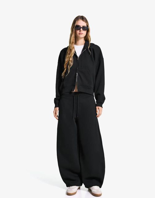 Plush barrel trousers in black