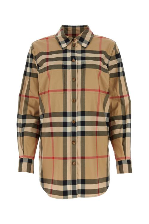 Checked Cotton Shirt — Beige