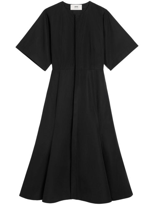 Short-sleeve cotton midi dress - Black