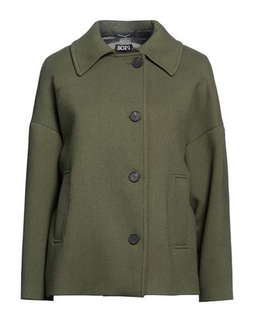 Woman Coat Military green Size 6 Polyester, Viscose, Elastane