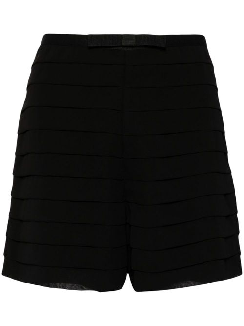 Bow-detail pleated shorts - Black