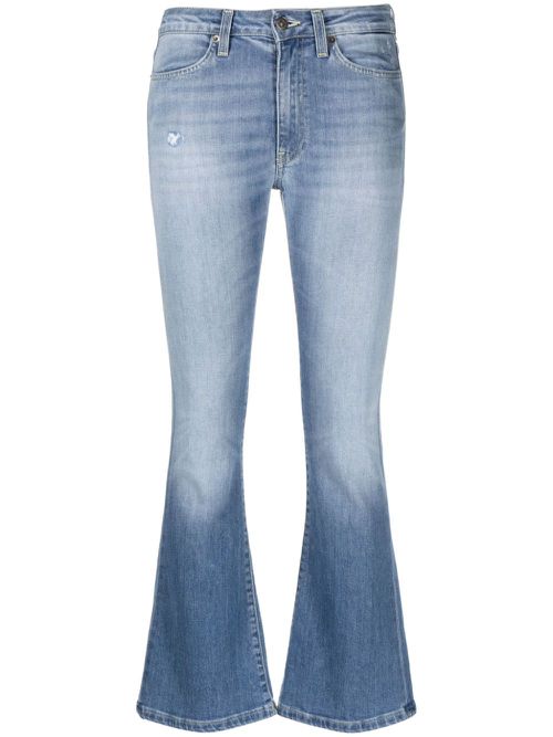 Distressed-effect flared-leg jeans - Blue