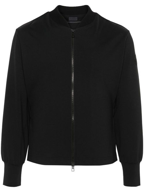 Logo-appliqué zipped cardigan - Black
