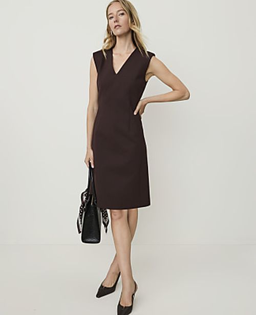 Ann Taylor The V-Neck Sheath Dress in  Ponte
