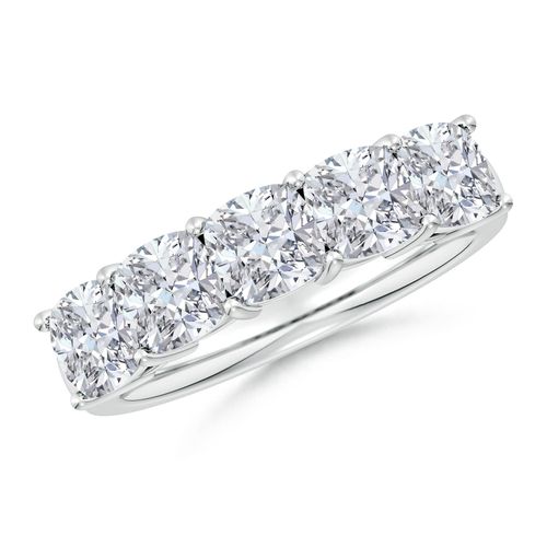 Angara 3.45 Carats Prong-Set Cushion Diamond Five Stone Wedding Ring in 18K White Gold
