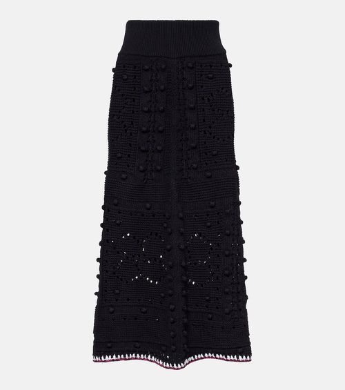 Cotton-blend midi skirt