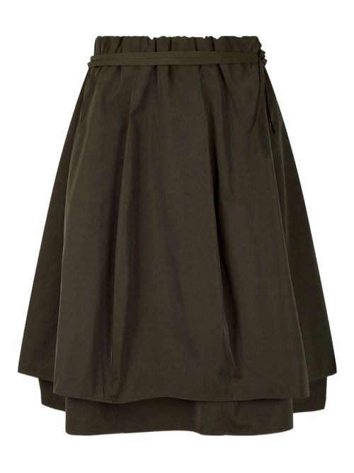 Layered drawstring midi skirt - Green