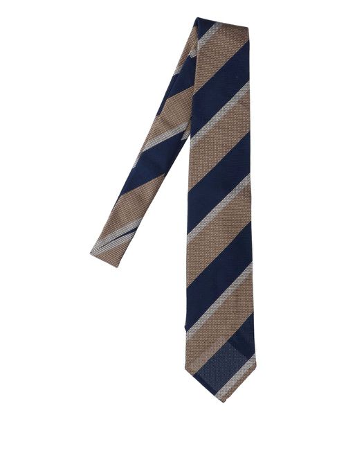 Striped silk tie - Brown