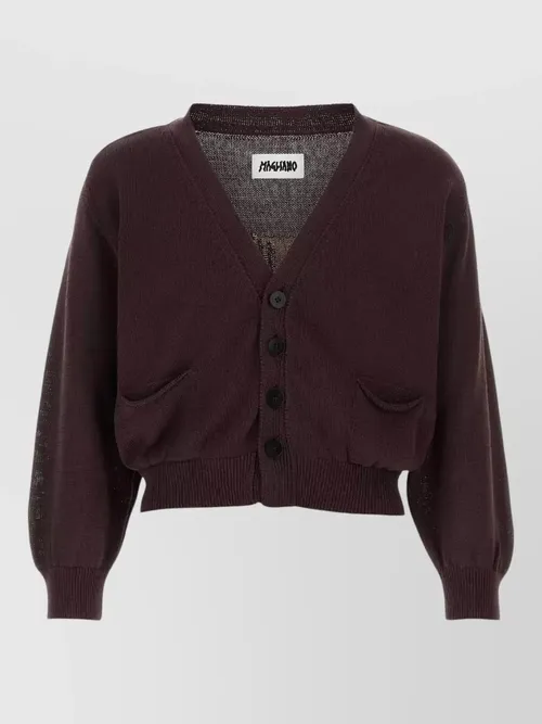 Magliano - cotton cardigan ribbed trims front pocket