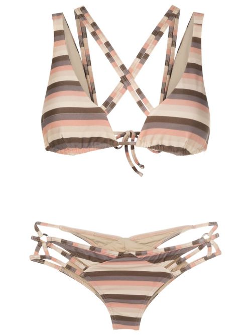 Striped strappy bikini - Neutrals