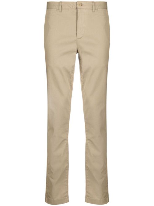 Logo-patch slim-fit trousers - Brown
