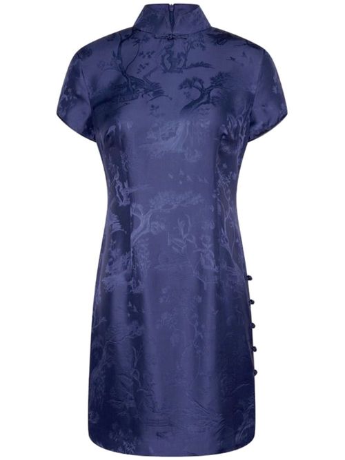 Winding Stream Party mini qipao dress - Blue