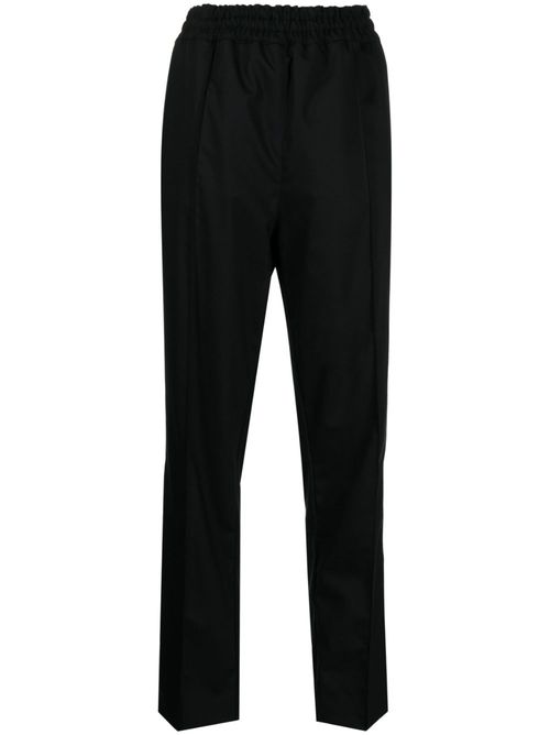 Elastic-waist wool trousers - Black