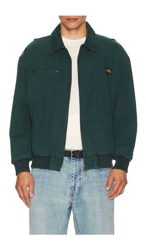 STAN RAY Roughneck Collared Bomber Jacket in Washed Botanical Green Canva. XL/1X also in L