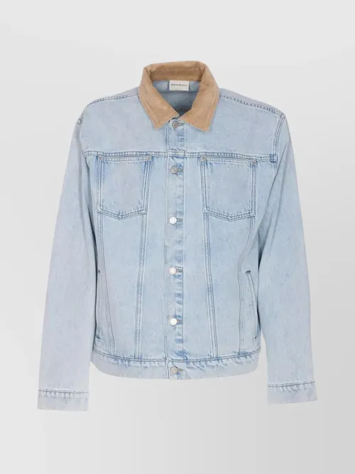 Drôle De Monsieur - denim jacket with contrast collar and pocket