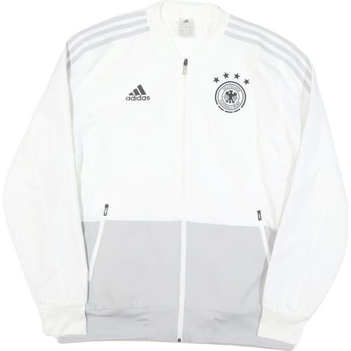 ADIDAS Mens White & Grey Deutschland Football Zip Jacket L Polyester Blend