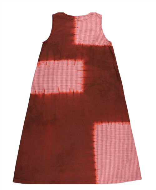 Women's Cotton Gingham Check Wide Sleeveless Dress In Bordeaux / Red