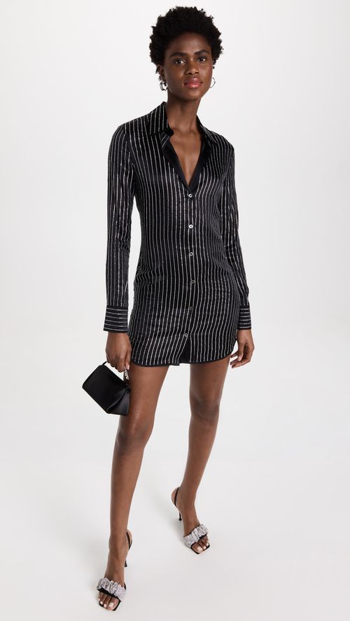 Slim Shirt Dress with Crystal Hotfix