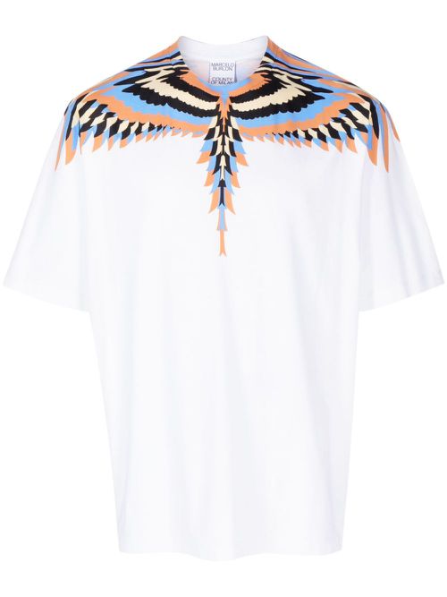 Optical Wings-print cotton T-shirt - White