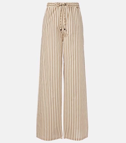 Striped cotton and silk wide-leg pants