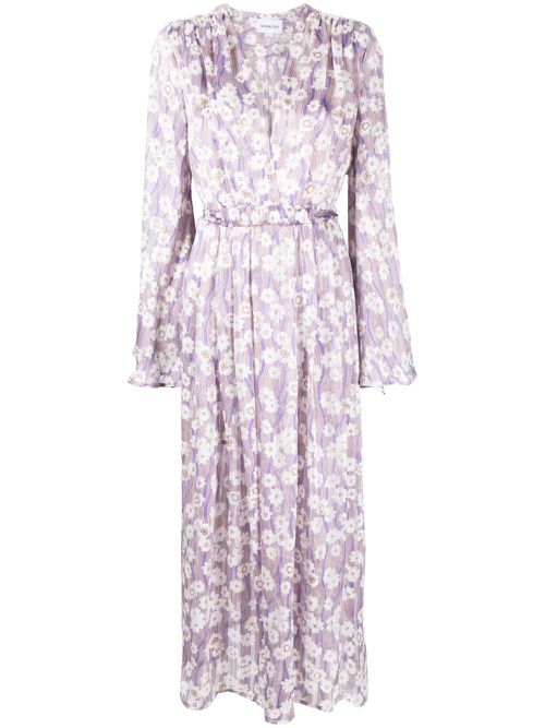 Floral-print midi dress - Purple