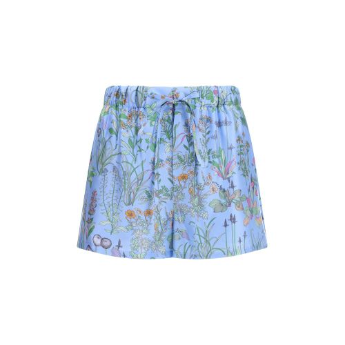 Silk Floral-Print Bermuda Shorts — Blue