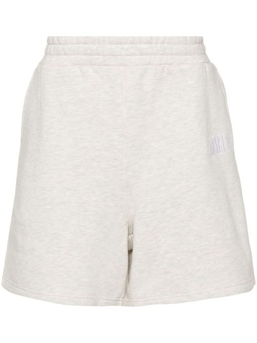 Embroidered-logo cotton track shorts - Grey