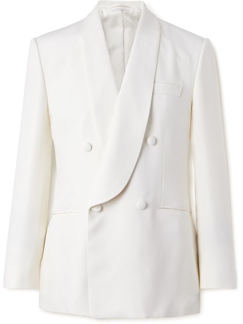 Double-Breasted Shawl-Collar Silk-Crepe Tuxedo Jacket