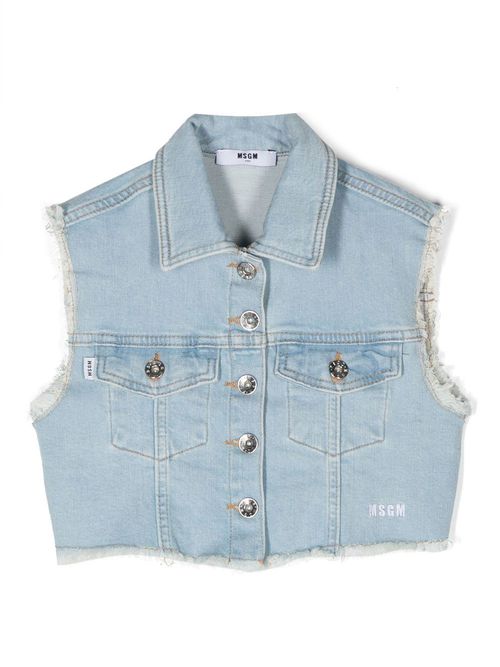 Frayed-edge denim gilet - Blue