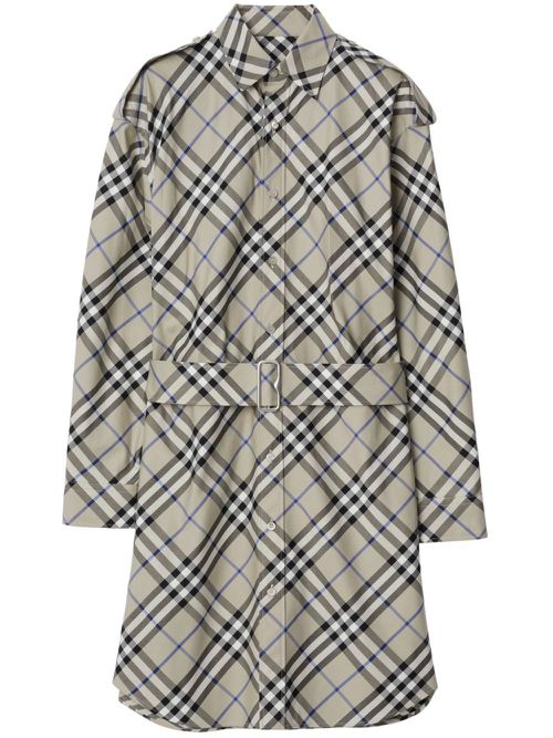 Vintage Check-print cotton shirt dress - Neutrals