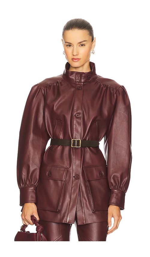Bardot Clements Faux Leather Jacket in Burgundy.  XS also in L, M