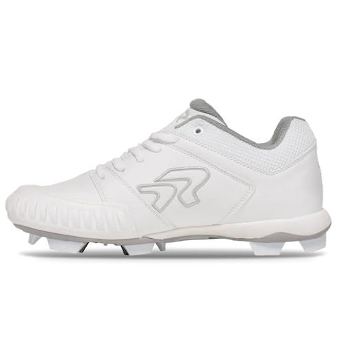 Ringor RIP-IT Flite Softball Turf Shoes with Pitching Toe - Lightweight and Durable Softball Shoes for Women - Black and White