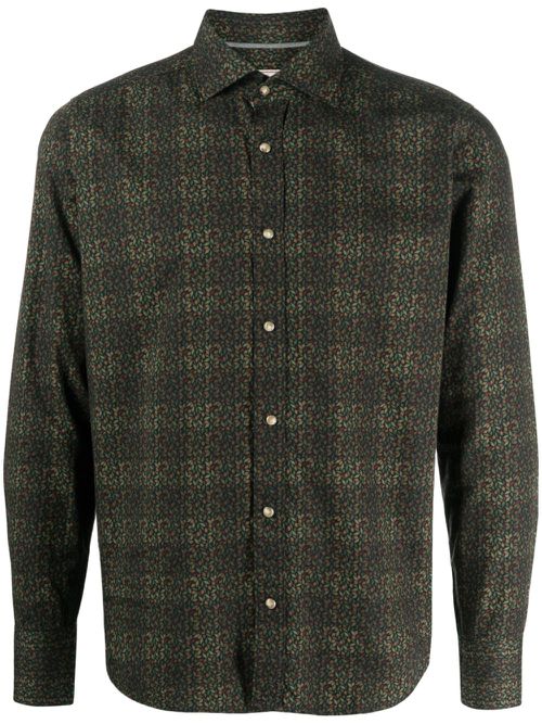 Geometric-print cotton shirt - Green