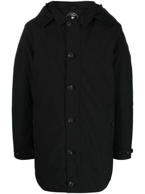 Logo-patch hooded coat - Black